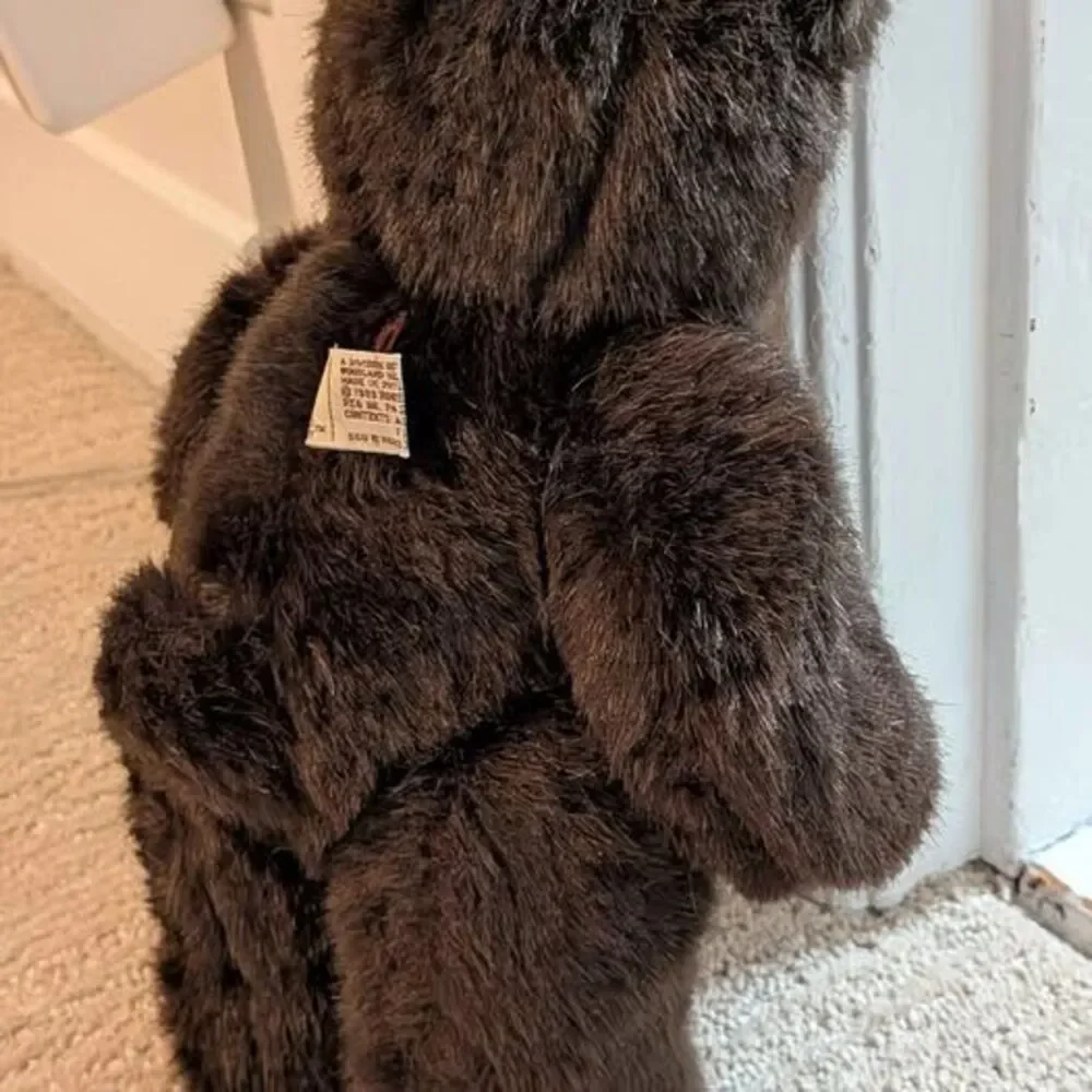 Vintage 1989 Robert Raikes Original Cookie Bear Wood Face Plush 12in Signed Toy